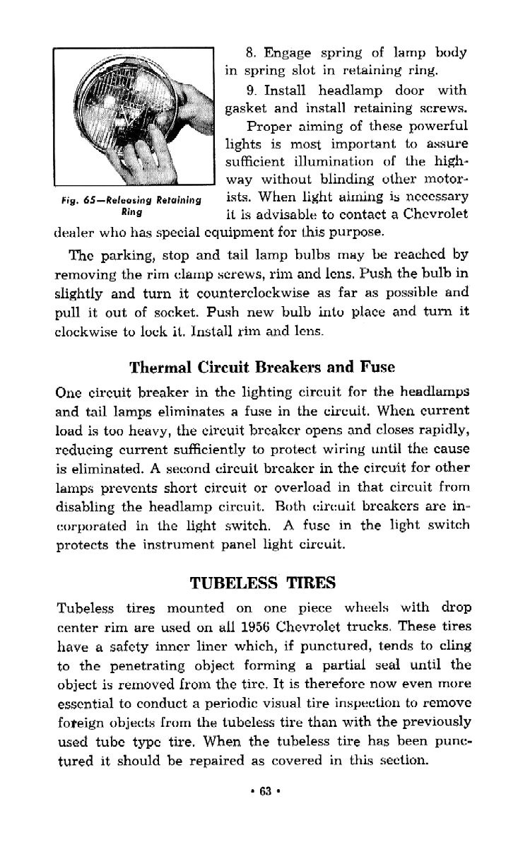 1956 Chevrolet Trucks Operators Manual Page 15